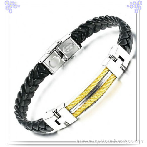 Stainless Steel Jewelry Leather Bracelet for Gold Jewelry (B1006)